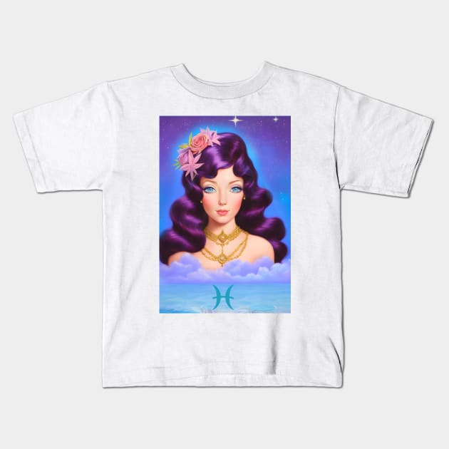 Pisces Girl Kids T-Shirt by PurplePeacock